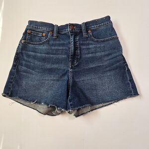 Madewell High Rise Denim Shorts Size 29 Blue Raw Hem Frayed Distressed
